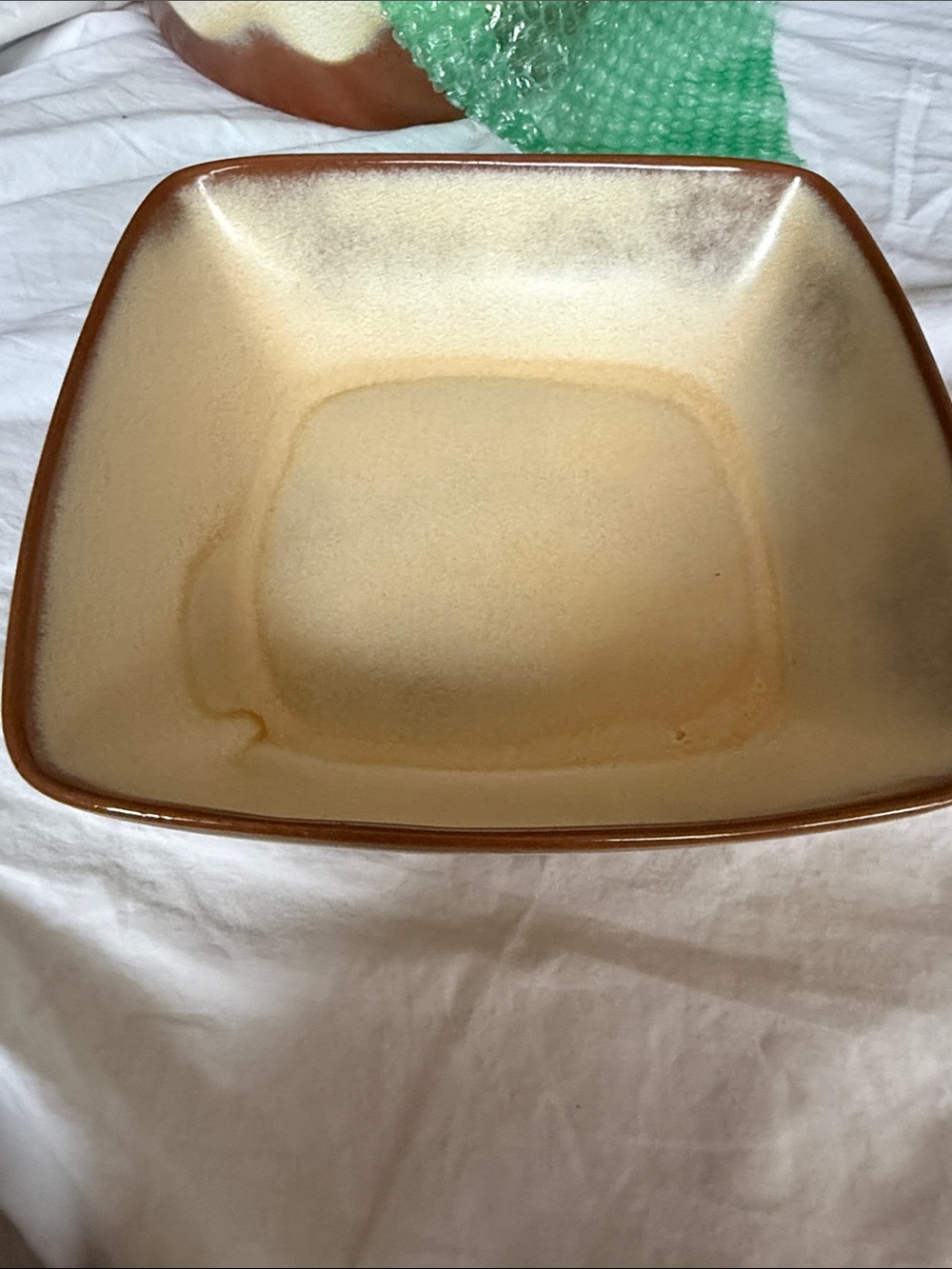 Vintage Frankoma 5NS Plainsman Square Serving Bowl Desert Gold 8.5"x8.5"x2.25"